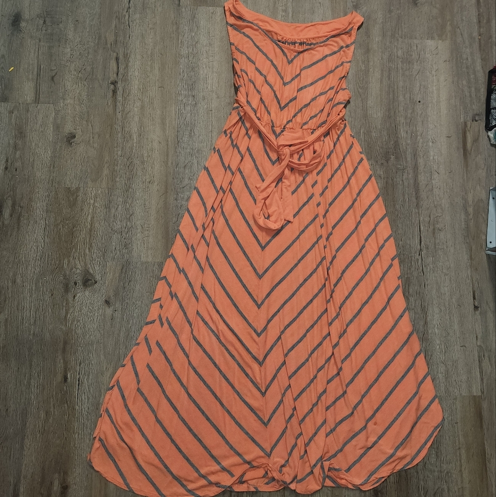 Liz Lange Coral Orange Stripe Maxi Dress